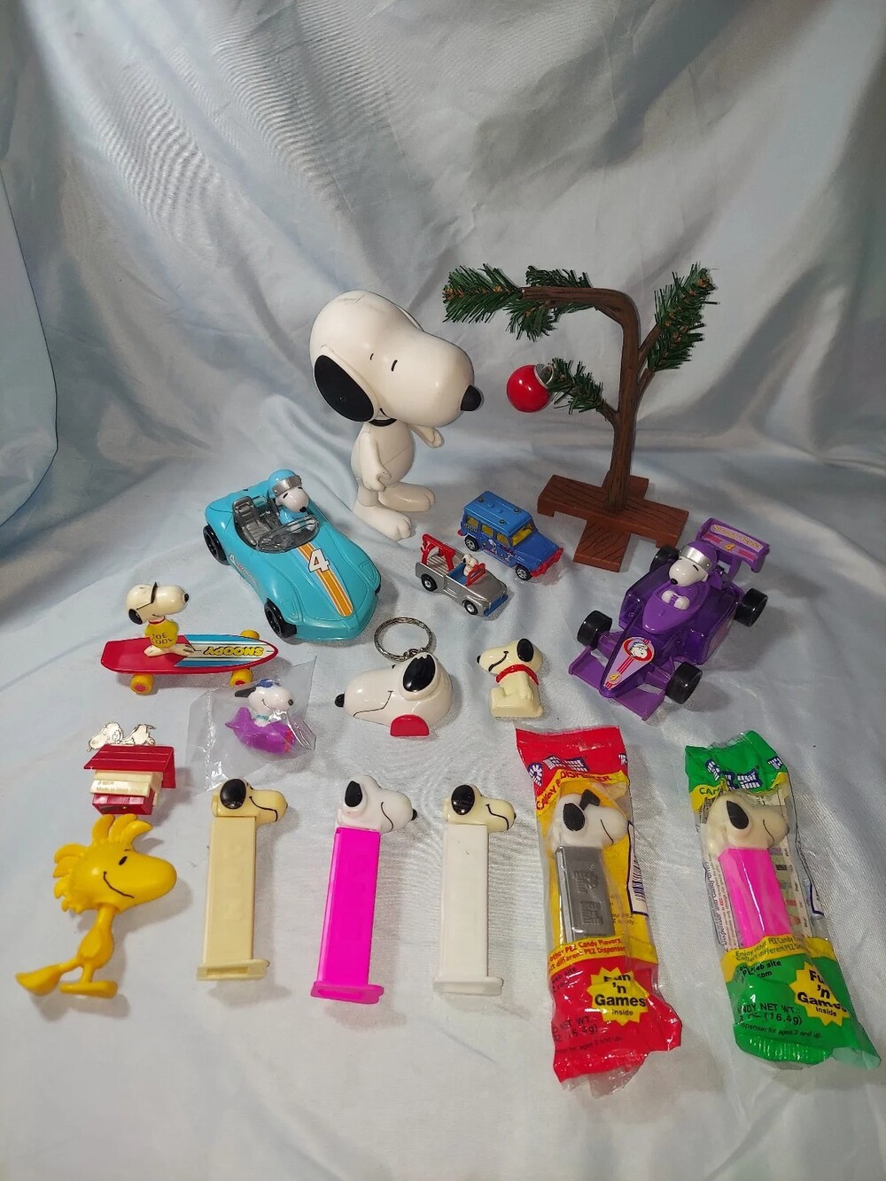 Vintage Snoopy Peanuts collectibles lot cars pez